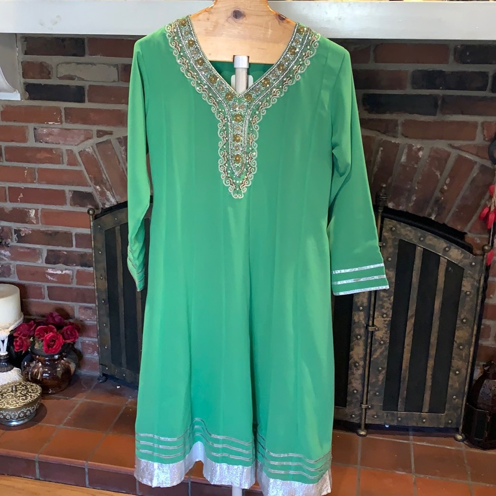 NWT Kashkha Trimmed & Lined Embellished Dress Beaded